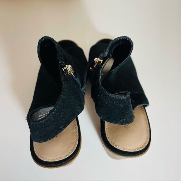 Aldo Black Suede Basket Weave Gold Zipper Peep Toe Sandal Size 9 NWT/NO BOX - Picture 9 of 14